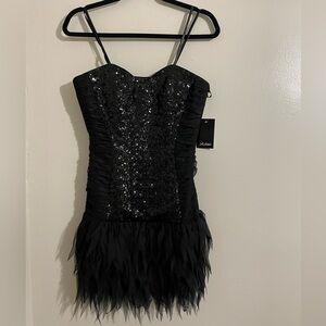 Black Sequin Strapless Dress